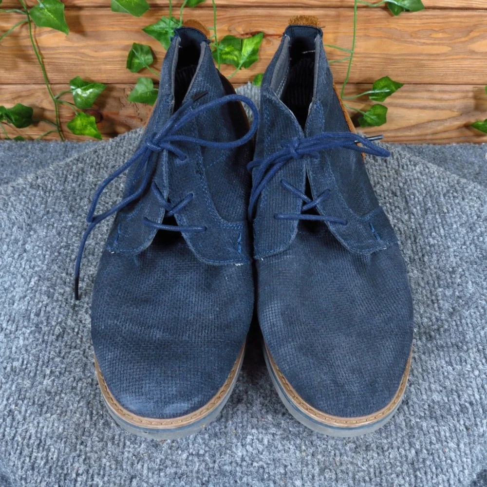 Nunn Bush Barklay Men Chukka Boot Sz 8 Wide Everyday Navy Blue Leather 84793-492